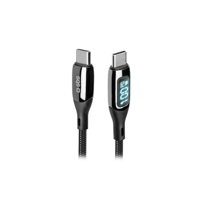 Καλώδιο USB-C / USB-C με LCD & PowerDelivery 100W (1m) | Μαύρο | Black | SBS