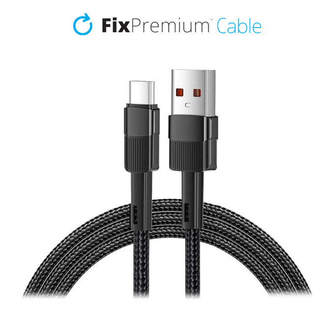 Καλώδιο USB-C / USB με Ταχεία Φόρτιση (1m) | Μαύρο | Black | FixPremium