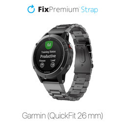 Λουράκι Ανοξείδωτου Ατσαλιού για Garmin (QuickFit 26mm) | Μαύρο | Black | FixPremium