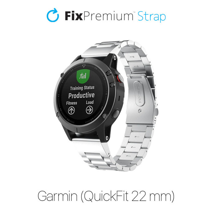 Λουράκι Ανοξείδωτου Ατσαλιού για Garmin (QuickFit 22mm) | Ασημί | Silver | FixPremium