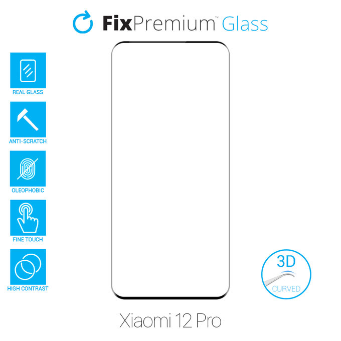 Προστατευτικό Γυαλί 3D για Xiaomi 12 Pro, FixPremium
