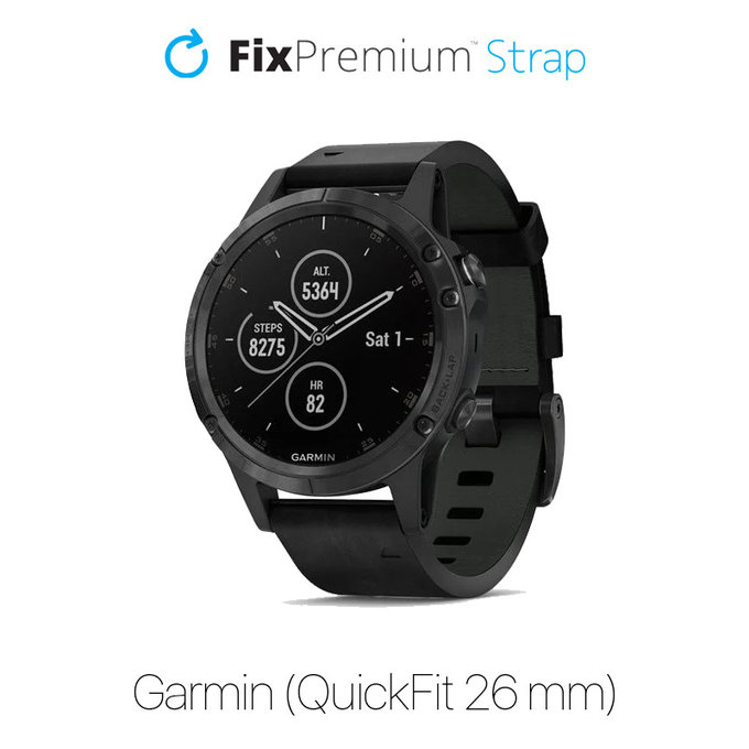 Δερμάτινο Λουράκι για Garmin (QuickFit 26mm) | Μαύρο | Black | FixPremium