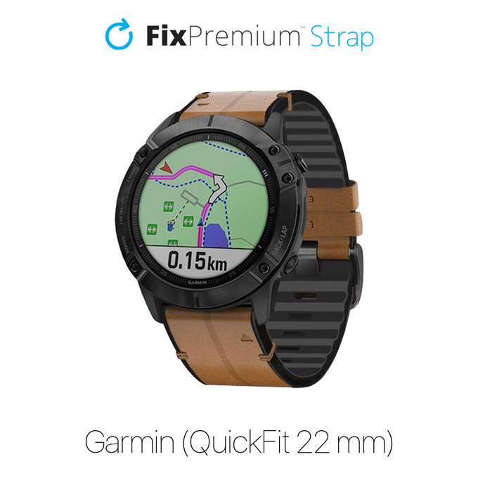 Δερμάτινο Λουράκι για Garmin (QuickFit 22mm) | light brown | FixPremium