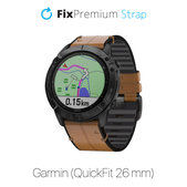 Δερμάτινο Λουράκι για Garmin (QuickFit 26mm) | light brown | FixPremium