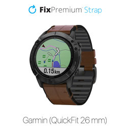 Δερμάτινο Λουράκι για Garmin (QuickFit 26mm) | brown | FixPremium