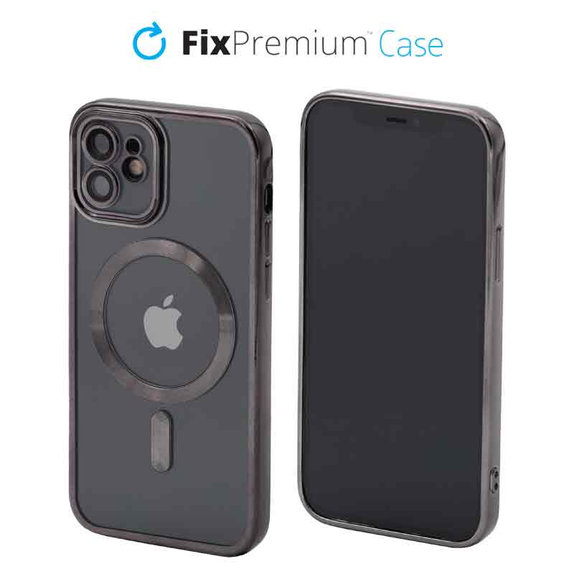 Θήκη Crystal s MagSafe για iPhone 12, Μαύρο, Black, FixPremium