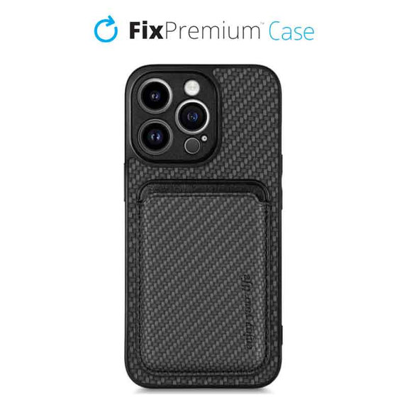 Θήκη Carbon s MagSafe Wallet για iPhone 13 Pro Max, Μαύρο, Black, FixPremium