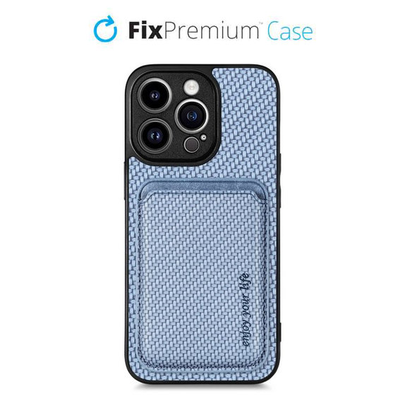 Θήκη Carbon s MagSafe Wallet για iPhone 13 Pro, Μπλε, Blue, FixPremium