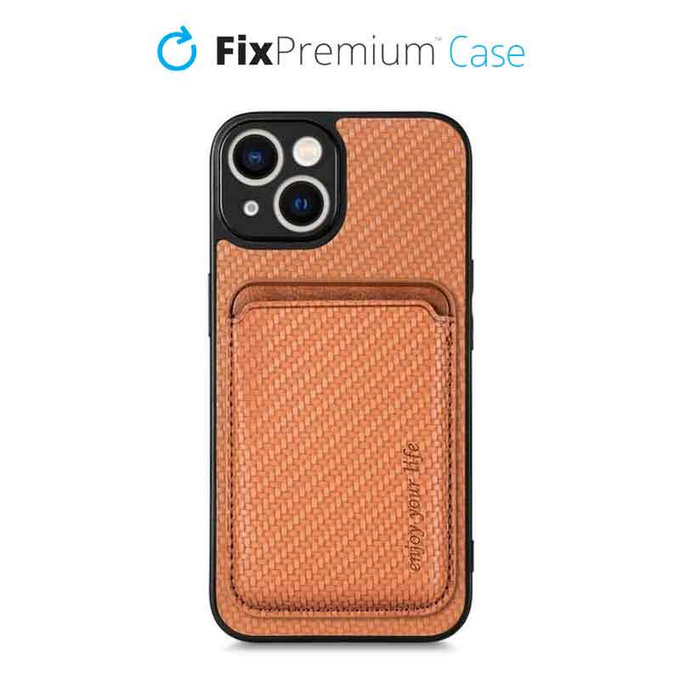 Θήκη Carbon s MagSafe Wallet για iPhone 13 & 14 | Καφέ | Brown | FixPremium