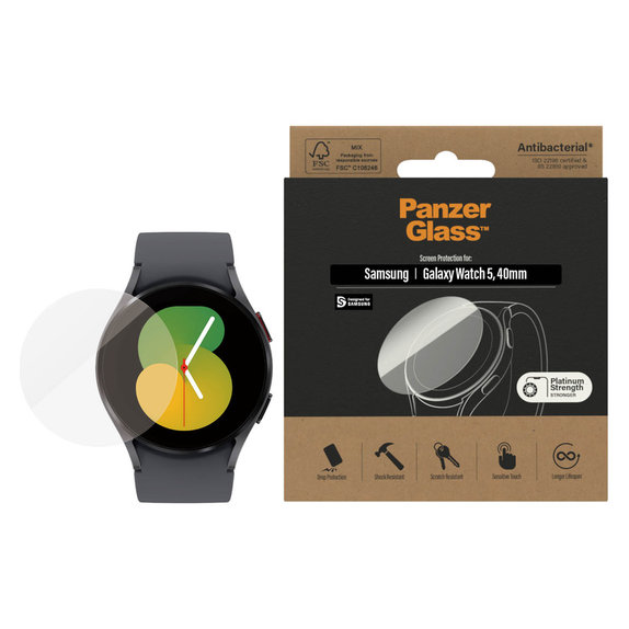 Σκληρυμένο γυαλί Flat Glass AB για Samsung Galaxy Watch 5 40 mm, Διάφανο, PanzerGlass