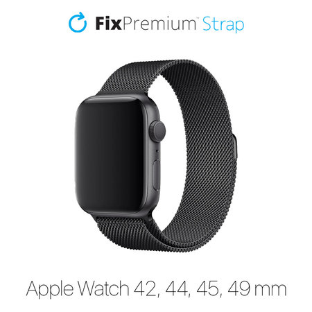 Λουράκι Milanese Loop για Apple Watch | 42mm | 44mm | 45mm | 49mm | Μαύρο | Black | FixPremium
