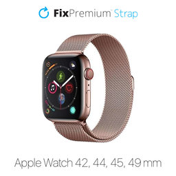 Λουράκι Milanese Loop για Apple Watch | 42mm | 44mm | 45mm | 49mm | Ροζ Χρυσό | Rose Gold | FixPremium