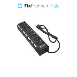 USB Hub με Διακόπτη Ισχύος για 7 Θύρες USB | Μαύρο | Black | FixPremium