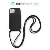 Θήκη σιλικόνης με Σχοινί για iPhone 13 & 14, Μαύρο, Black, FixPremium