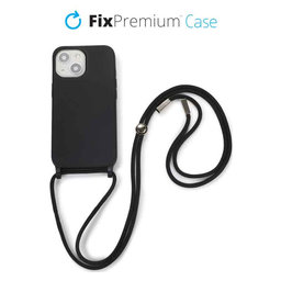 Θήκη Silicon με Σχοινί για iPhone 14 Plus | Μαύρο | Black | FixPremium
