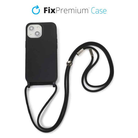 Θήκη Silicon με Σχοινί για iPhone 14 Plus | Μαύρο | Black | FixPremium