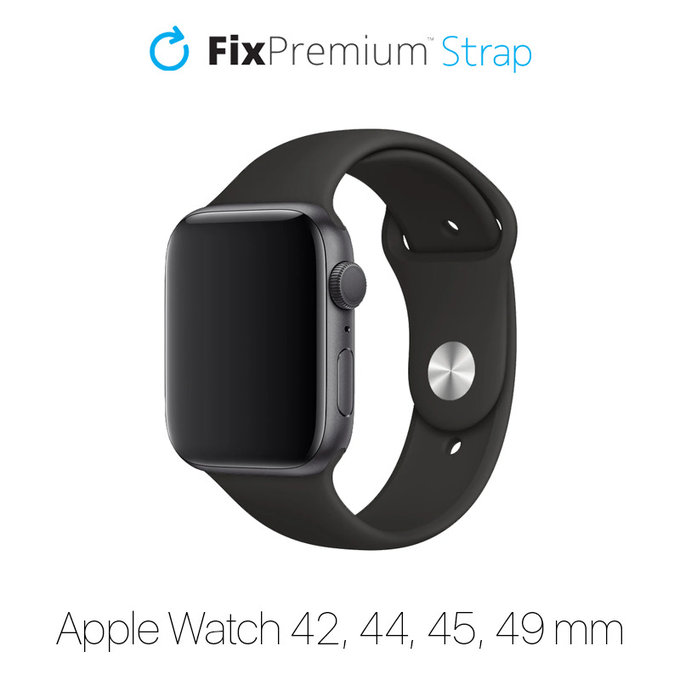 Σιλικόνης Λουράκι για Apple Watch | 42mm | 44mm | 45mm | 49mm | Μαύρο | Black | FixPremium