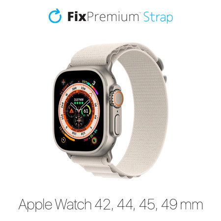 Λουράκι Alpine Loop για Apple Watch | 42mm | 44mm | 45mm | 49mm | Λευκό του Άστρου | Starlight | FixPremium