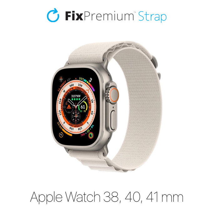 Λουράκι Alpine Loop για Apple Watch | 38mm | 40mm | 41mm | Λευκό του Άστρου | Starlight | FixPremium