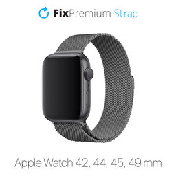 Λουράκι Milanese Loop για Apple Watch | 42mm | 44mm | 45mm | 49mm | Γραφίτης | Graphite | FixPremium