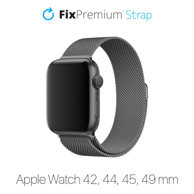 Λουράκι Milanese Loop για Apple Watch | 42mm | 44mm | 45mm | 49mm | Γραφίτης | Graphite | FixPremium