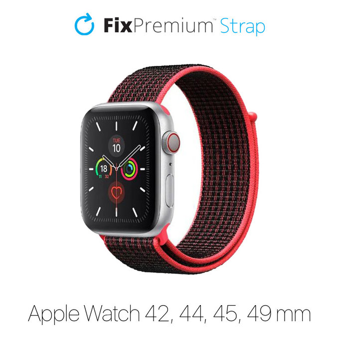 Νylon Λουράκι για Apple Watch | 42mm | 44mm | 45mm | 49mm | Κόκκινο | Red | FixPremium