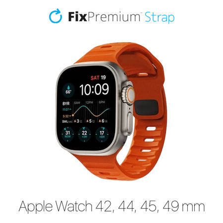 Σιλικόνης Αθλητικό Λουράκι για Apple Watch | 42mm | 44mm | 45mm | 49mm | Πορτοκάλι | Orange | FixPremium