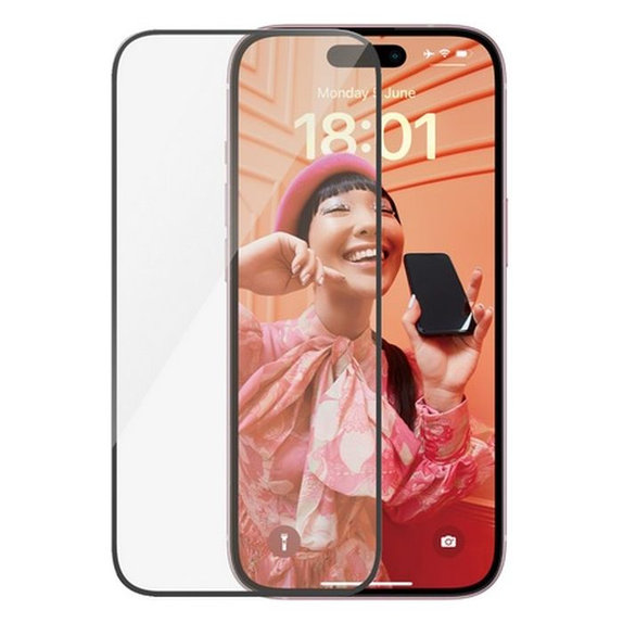Προστατευτικό Γυαλί με εφαρμοστή για iPhone 15, UWF, Μαύρο, Black, PanzerGlass
