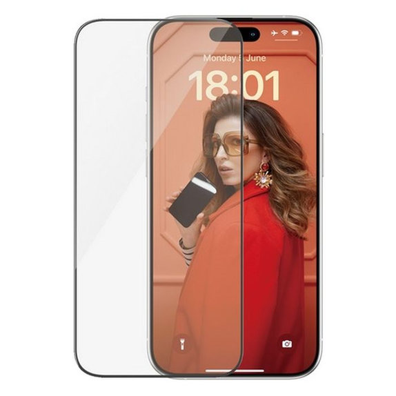 Προστατευτικό Γυαλί με εφαρμοστή για iPhone 15 Pro, UWF, Μαύρο, Black, PanzerGlass