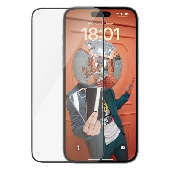 Προστατευτικό Γυαλί με εφαρμοστή για iPhone 15 Plus, UWF, Μαύρο, Black, PanzerGlass