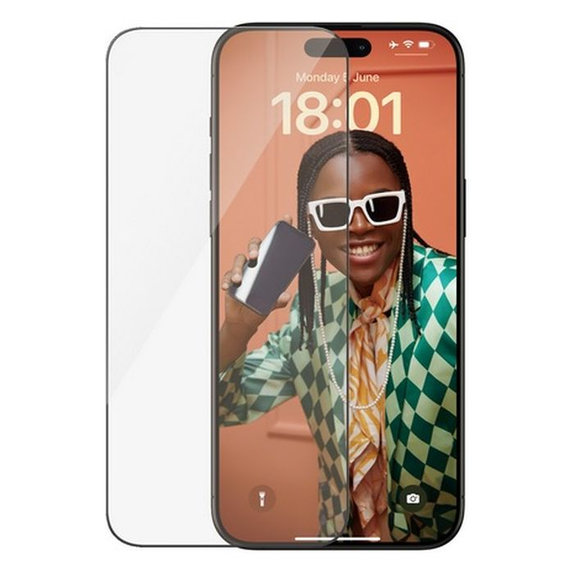 Προστατευτικό Γυαλί με εφαρμοστή για iPhone 15 Pro Max, UWF, Μαύρο, Black, PanzerGlass