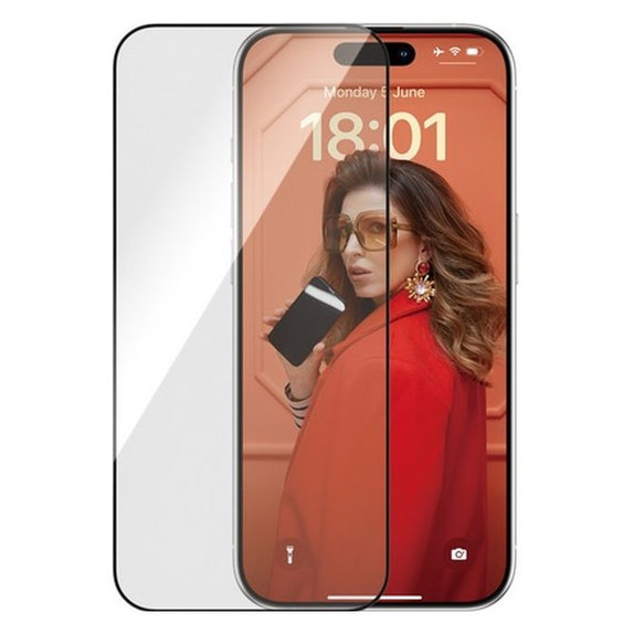 Προστατευτικό Γυαλί με εφαρμοστή για iPhone 15 Pro, Re:fresh UWF, Μαύρο, Black, PanzerGlass