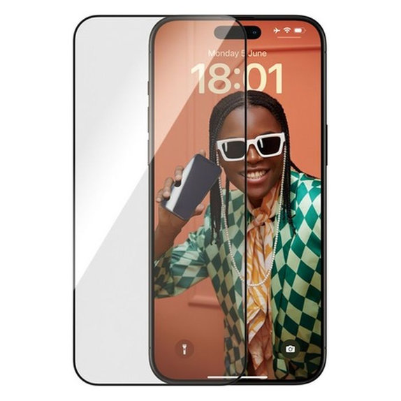 Προστατευτικό Γυαλί με εφαρμοστή για iPhone 15 Pro Max, Re:fresh UWF, Μαύρο, Black, PanzerGlass