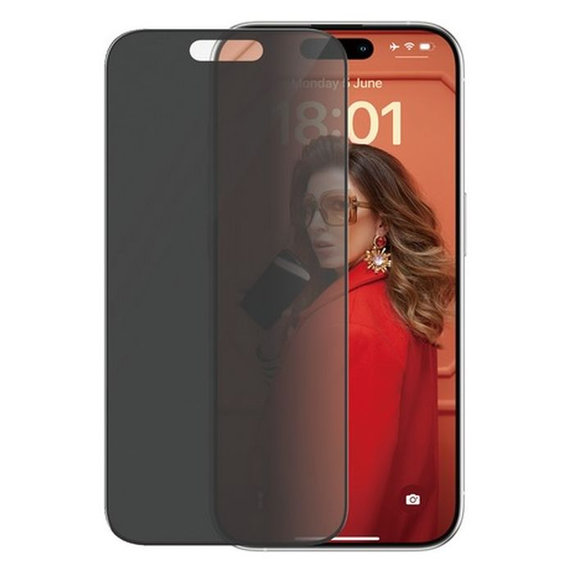 Προστατευτικό Γυαλί με εφαρμοστή για iPhone 15 Pro, UWF Privacy, Μαύρο, Black, PanzerGlass