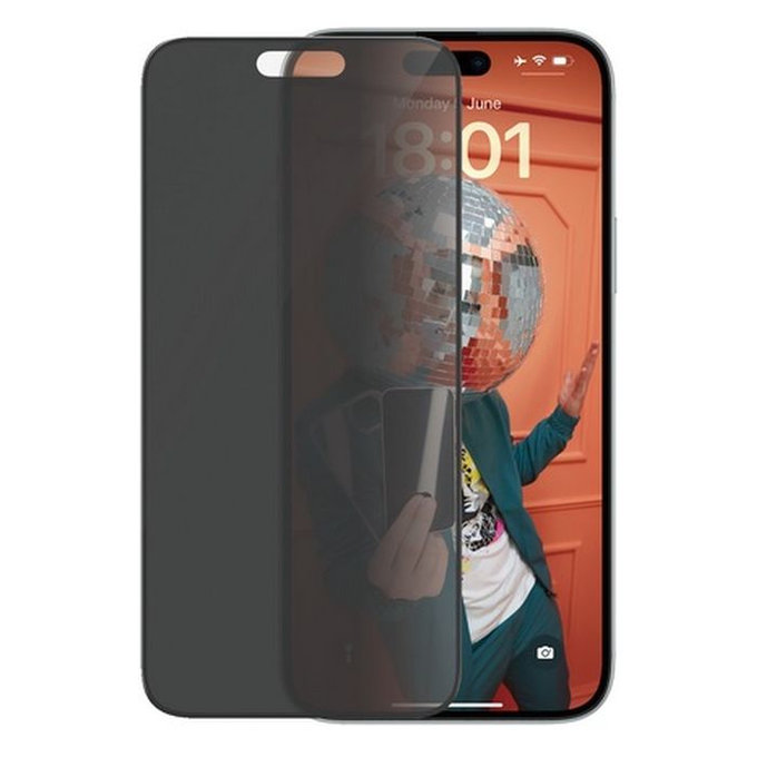 Προστατευτικό Γυαλί UWF Privacy με εφαρμοστή για iPhone 15 Plus | Μαύρο | Black | PanzerGlass