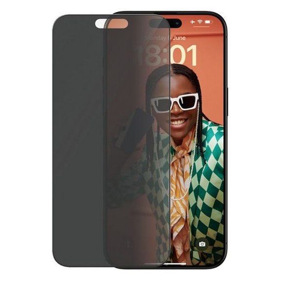 Προστατευτικό Γυαλί με εφαρμοστή για iPhone 15 Pro Max, UWF Privacy, Μαύρο, Black, PanzerGlass