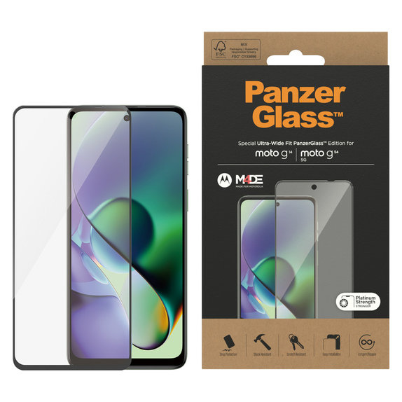Σκληρυμένο γυαλί UWF για Motorola Moto G14/G54 5G, Μαύρο, PanzerGlass