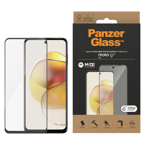 Σκληρυμένο γυαλί UWF για Motorola Moto G73 5G, Μαύρο, PanzerGlass