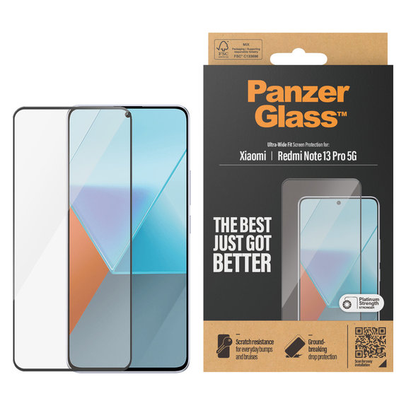 Σκληρυμένο γυαλί UWF για Xiaomi Redmi Note 13 Pro 5G, Μαύρο, PanzerGlass