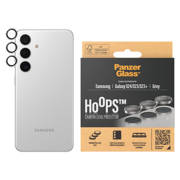 Προστατευτικό φακού κάμερας Hoops για Samsung Galaxy S24/S23/S23+, Γκρι, PanzerGlass