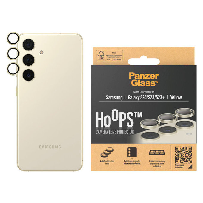 Προστατευτικό φακού κάμερας Hoops για Samsung Galaxy S24/S23/S23+, Κίτρινο, PanzerGlass