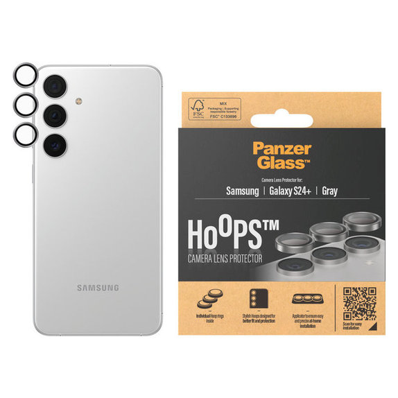 Προστατευτικό φακού κάμερας Hoops για Samsung Galaxy S24+, Γκρι, PanzerGlass