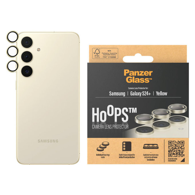 Προστατευτικό φακού κάμερας Hoops για Samsung Galaxy S24+, Κίτρινο, PanzerGlass