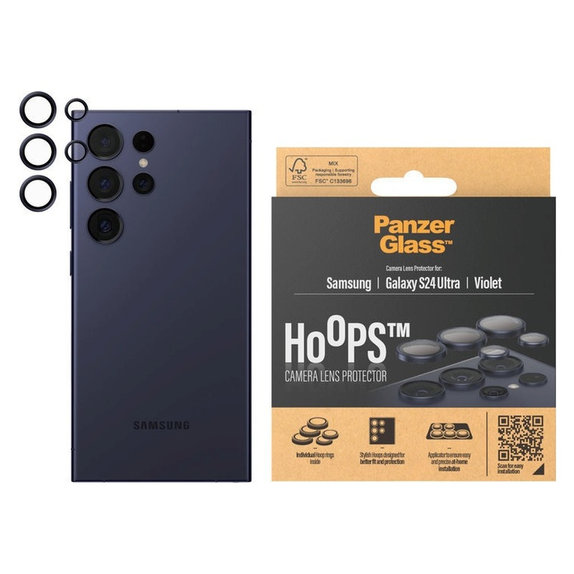 Προστατευτικό φακού κάμερας Hoops για Samsung Galaxy S24 Ultra, Μωβ, PanzerGlass