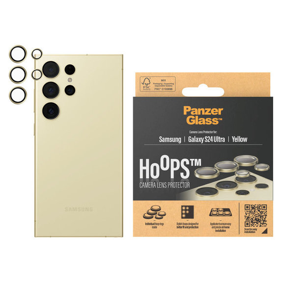 Προστατευτικό φακού κάμερας Hoops για Samsung Galaxy S24 Ultra, Κίτρινο, PanzerGlass