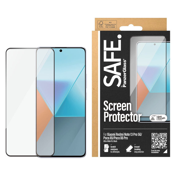 Σκληρυμένο γυαλί UWF για Xiaomi Redmi Note 13 Pro 5G, Μαύρο, SAFE by PanzerGlass