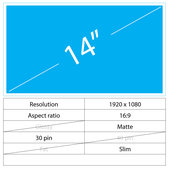 Οθόνη Slim Matte, 14", 30 pin, Full HD, No brackets