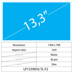 LCD Display Slim Matte | 13.3" | 40 pin | WXGA HD