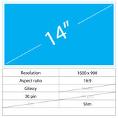 Οθόνη Slim Glossy, 14", 30 pin, HD+
