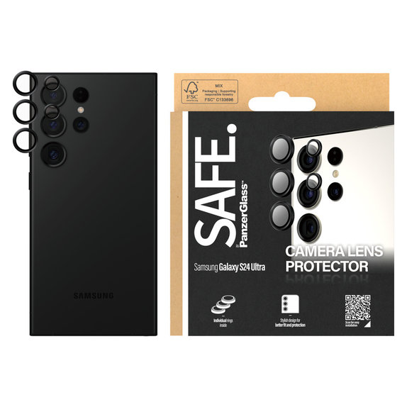 Προστατευτικό φακού κάμερας για Samsung Galaxy S24 Ultra, Μαύρο, SAFE by PanzerGlass